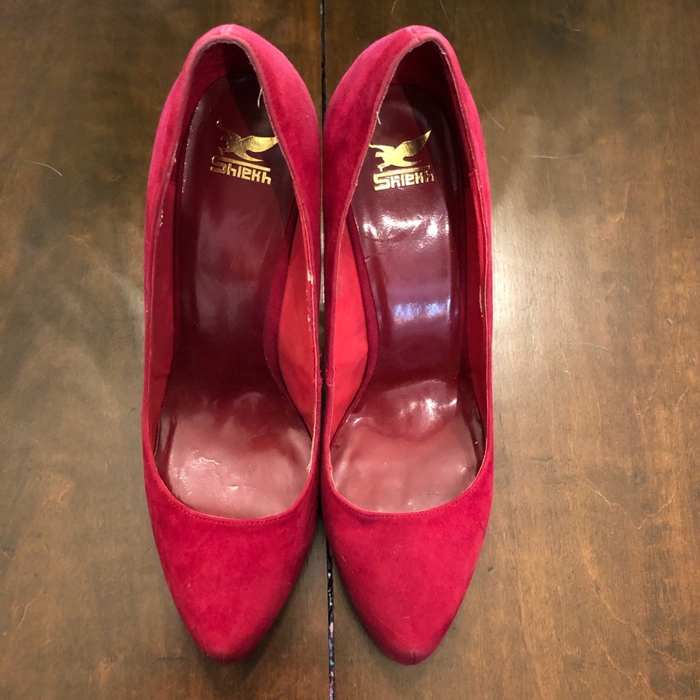 ❤️ RED Shiekh Laura Felt 5" Stiletto Heel Size 10M - Picture 3 of 7